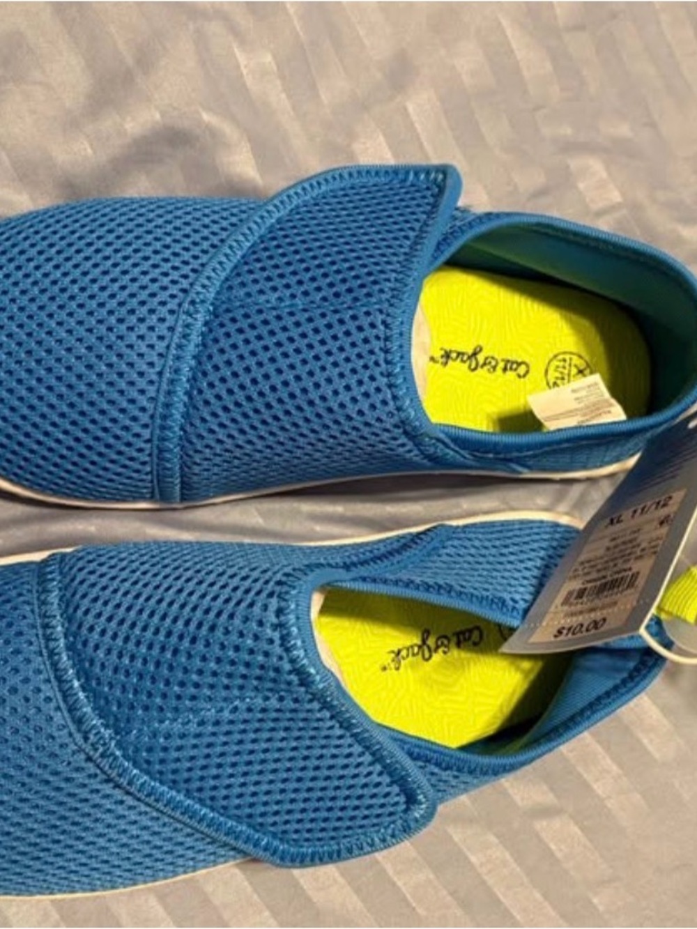 Cat & Jack Blue Slip-On Mesh Shoes with Lime Insole